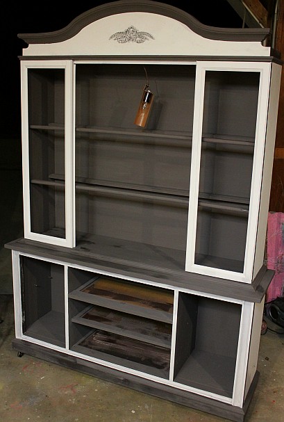 hand painted china cabinet hutch shizzle design grand rapids michigan display american paint company cece caldwell's 2